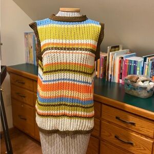 Women’s Multicolor Crocheted Vest Asian One-Size (Fits Like Large)